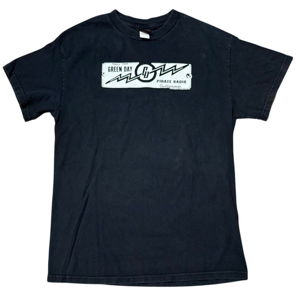 Vintage Y2K Green Day 2003 Pirate Radio Black Graphic Band T-Shirt Men's Size M